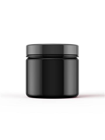 Słoik PET 200 ml – czarny cylindryczny z zakrętką 70 mm – do żywności i suplementów