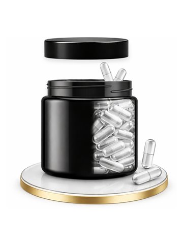 LIPHARMIS Kapsułki 00 (60 sztuk) + Słoik  PET 200 ml czarny szyjka z nakrętką 70 mm