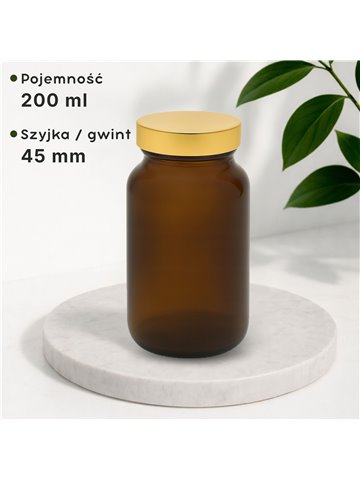 LIPHARMIS Kapsułki 00 (60 sztuk) + Słoik szklany 200 ml brązowy amber z nakrętką złotą UNISHELL
