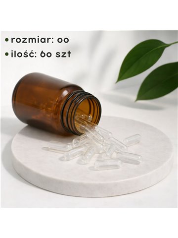 LIPHARMIS Kapsułki 00 (60 sztuk) + Słoik szklany 200 ml brązowy amber z nakrętką złotą UNISHELL