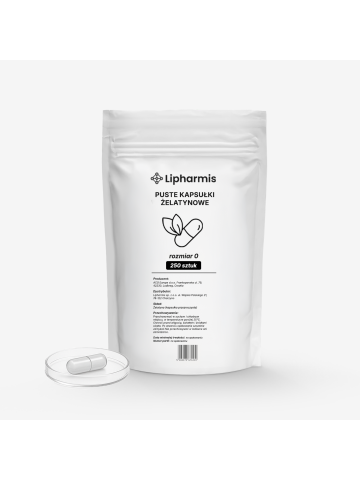 Kapsułki żelatynowe, rozmiar 0 – 250 sztuk | Bezbarwne, czyste, do samodzielnego napełniania