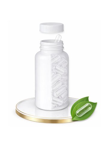 LIPHARMIS Kapsułki VEGE 00 (100 sztuk) + Butelka PET 250 ml biała z nakrętką 38 mm biała PP z uszczelką PS22 - liner klejowy