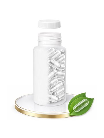 LIPHARMIS Kapsułki VEGE 00 (200 sztuk) + Butelka PET 400 ml biała  z nakrętką 45 mm biała PP z uszczelką PS22 - liner klejowy