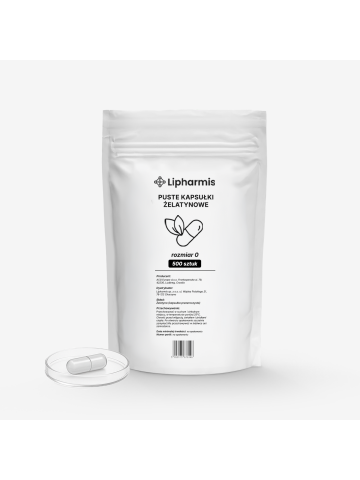 Kapsułki żelatynowe, rozmiar 0 – 500 sztuk | Bezbarwne, czyste, do samodzielnego napełniania