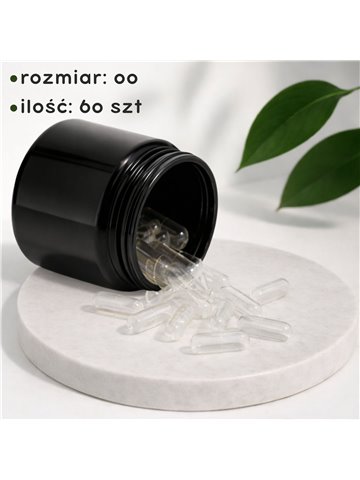 LIPHARMIS Kapsułki VEGE 00 (60 sztuk) + Słoik  PET 200 ml czarny szyjka z nakrętką 70 mm
