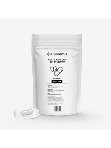 Kapsułki żelatynowe, rozmiar 1 – 250 sztuk | Bezbarwne, czyste, do samodzielnego napełniania