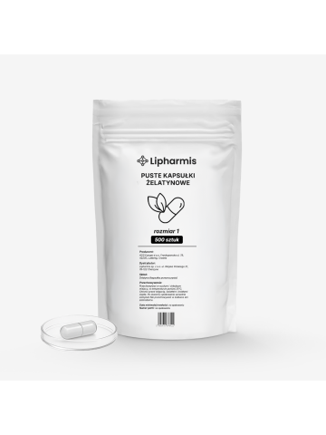 Kapsułki żelatynowe, rozmiar 1 – 500 sztuk | Bezbarwne, czyste, do samodzielnego napełniania