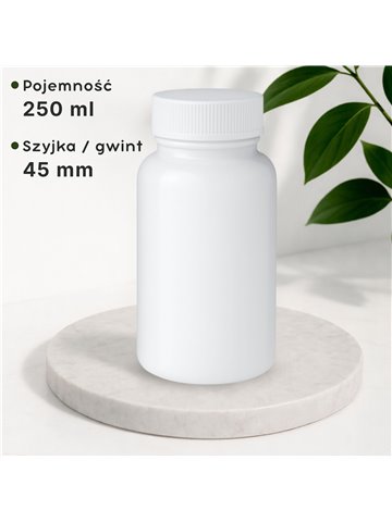 LIPHARMIS Kapsułki VEGE 0 (120 sztuk) + Butelka PET 250 ml biała z nakrętką 45 mm biała PP z uszczelką PS22 - liner klejowy