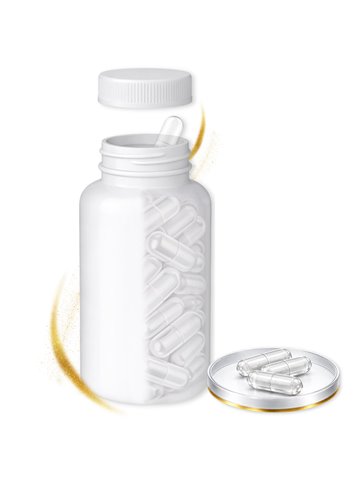LIPHARMIS Kapsułki 1 (200 sztuk) + Butelka PET 250 ml biała z nakrętką 38 mm biała PP z uszczelką PS22 - liner klejowy