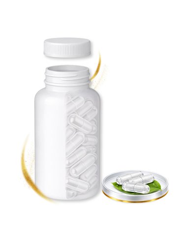 LIPHARMIS Kapsułki VEGE 1 (60 sztuk) + Butelka PET 100 ml biała z nakrętką 38 mm  biała PP z uszczelką PS22 - liner klejowy