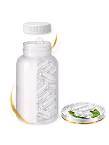 LIPHARMIS Kapsułki VEGE 1 (200 sztuk) + Butelka PET 250 ml biała z nakrętką 45 mm biała PP z uszczelką PS22 - liner klejowy