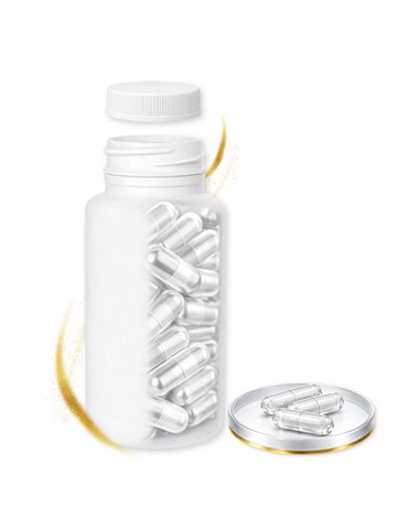 LIPHARMIS Kapsułki 1 (150 sztuk) + Butelka PET 400 ml biała z nakrętką 45 mm biała PP z uszczelką PS22 - liner klejowy