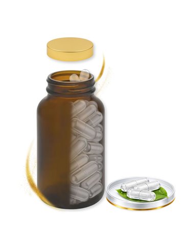 LIPHARMIS Kapsułki VEGE 1 (60 sztuk) + Słoik szklany 200 ml brązowy amber z nakrętką złotą UNISHELL