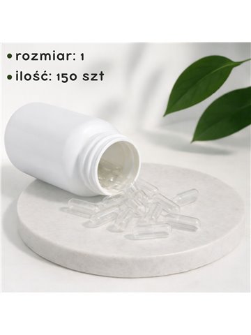 LIPHARMIS Kapsułki VEGE 1 (150 sztuk) + Butelka PET 400 ml biała z nakrętką 45 mm biała PP z PS22 liner klejowy