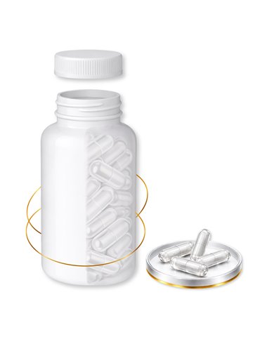 LIPHARMIS Kapsułki 3 (120 sztuk) + Butelka PET 100 ml biała z nakrętką 38 mm biała PP z uszczelką PS22 - liner klejowy