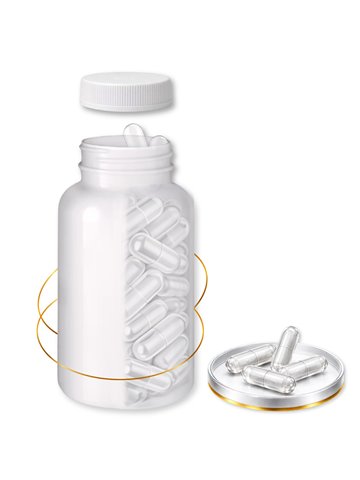 LIPHARMIS Kapsułki 3 (300 sztuk) + Butelka PET 250 ml biała  z nakrętką 45 mm biała PP z uszczelką PS22 - liner klejowy
