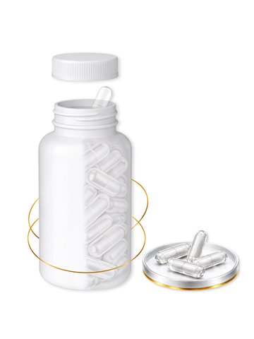 LIPHARMIS Kapsułki 3 (300 sztuk) + Butelka PET 250 ml biała z nakrętką 38 mm biała PP z uszczelką PS22 - liner klejowy