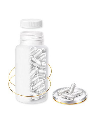 LIPHARMIS Kapsułki 3 (500 sztuk) + Butelka PET 400 ml biała  z nakrętką 45 mm biała PP z uszczelką PS22 - liner klejowy