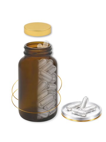 LIPHARMIS Kapsułki 3 (180 sztuk) + Słoik szklany 200 ml brązowy amber z nakrętką złotą UNISHELL
