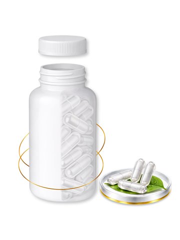 LIPHARMIS Kapsułki VEGE 3 (120 sztuk) + Butelka PET 100 ml biała z nakrętką 38 mm  biała PP z uszczelką PS22 - liner klejowy
