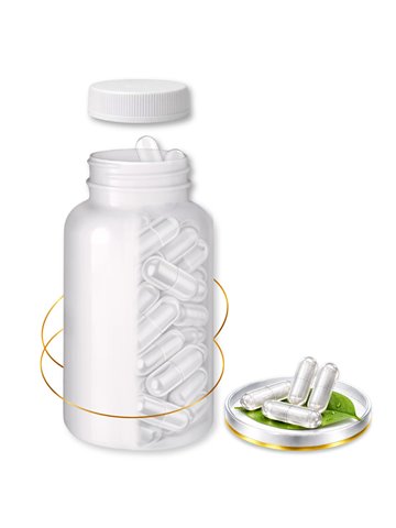 LIPHARMIS Kapsułki VEGE 3 (300 sztuk) + Butelka PET 250 ml biała z nakrętką 45 mm biała PP z uszczelką PS22 - liner klejowy