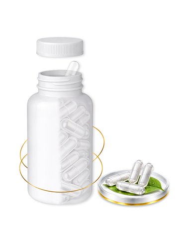 LIPHARMIS Kapsułki VEGE 3 (300 sztuk) + Butelka PET 250 ml biała z nakrętką 38 mm biała PP z uszczelką PS22 - liner klejowy