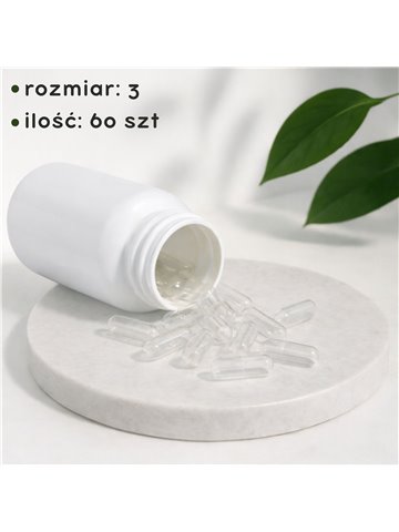 LIPHARMIS Kapsułki VEGE 3 (60 sztuk) + Butelka PET 100 ml biała z nakrętką 38 mm  biała PP z uszczelką PS22 - liner klejowy